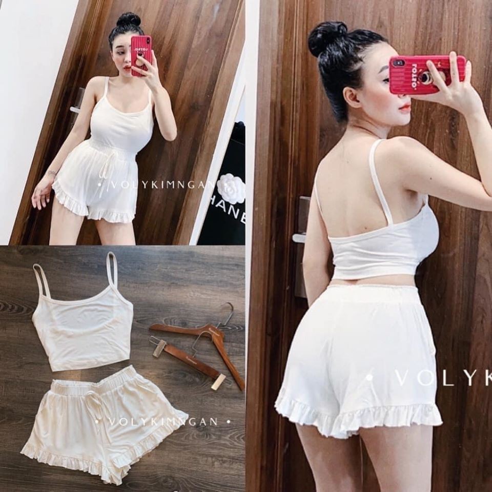 [Mã WARN10 giảm 10k đơn 99k] Bộ cộc 2 dây croptop + quần viền siêu đẹp (ảnh, video thật) | BigBuy360 - bigbuy360.vn