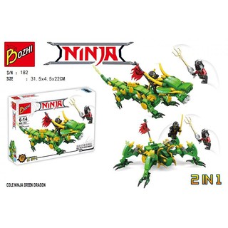 LEFGO NINJAGO (NOT LEGO) - BOZHI 182 - BỘ XẾP HÌNH LEGO 2 TRONG 1 - CHIẾN BINH COLE VỚI THÚ CƯỠI