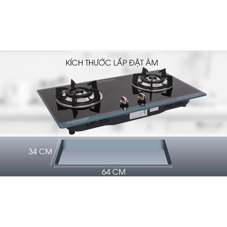 Bếp gas âm Sunhouse SHB5548MT - MỚI 100% ,Tặng dây gas- Đánh lửa IC tạo tia lửa nhạy, đầu đốt đồng thau cho lửa xanh