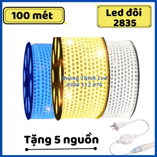 [TẶNG 5 NGUỒN] 100 mét Dây đèn led đôi 2835 hắt trần, trang trí: Tr, dây led quấn cây