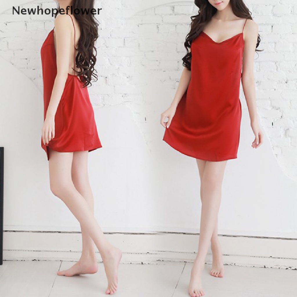 Đầm Ngủ Hai Dây Vải satin Quyến Rũ Cho Nữ