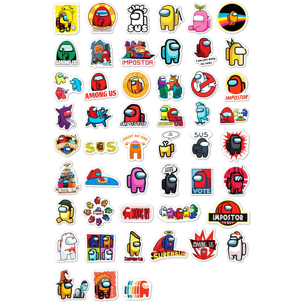Sticker Among us dễ thương dán trang trí laptop, mũ nón bảo hiểm, vali, xe tay ga, ván trượt - MP.061
