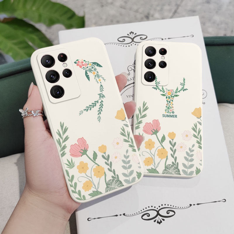 Ôp Điện Thoại Họa Tiết Lá Cây Sáng Tạo Cho samsung galaxy s23 s22 fe ultra plus Ốp