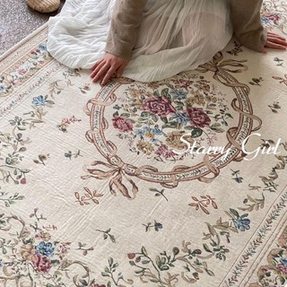 [Nhà của Ang] ORDERThảm vintage Pháp tròn size 120cm - thảm hoa trải sàn decor chống trượt