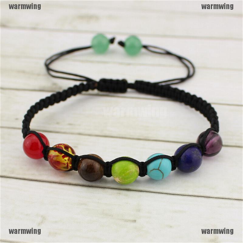 Vòng Tay Chuỗi Hạt Đá Núi Lửa Chakra 7 Màu