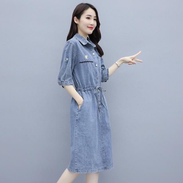 Đầm denim Mỏng Dài Qua Gối Thời Trang Xuân Hè Hàng Mới Năm 2023