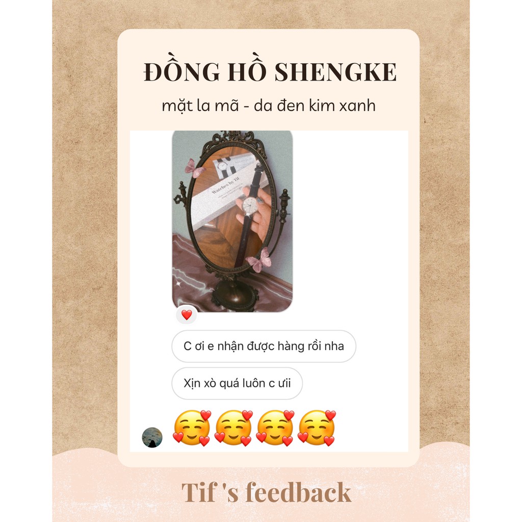 Đồng hồ cặp nam nữ dây da đen SHENGKE mặt la mã kim xanh đồng hồ đôi chính hãng đẹp Watchesbytif size 28mm &amp; size 40mm