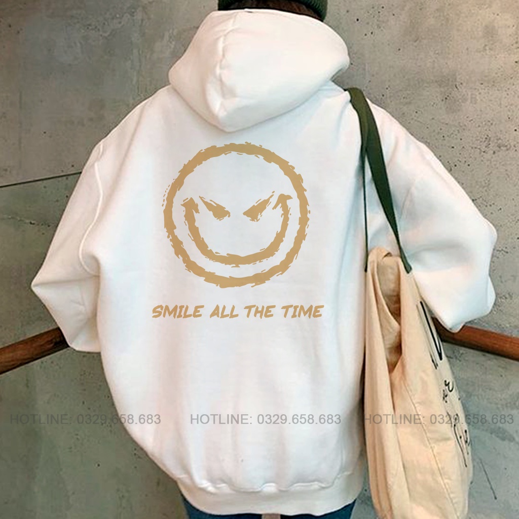 (Mẫu Mới) Áo Hoodie Smile chất nỉ bông không xù siêu ấm, Áo Hoodie Unisex Nam Nữ Form Rộng