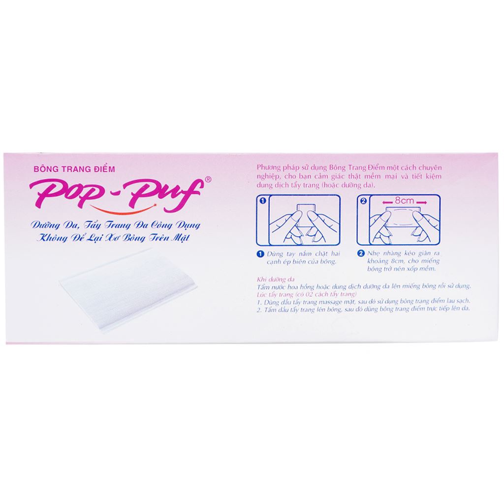 Bông tẩy trang PoP-Puf 2 công dụng hộp 100 miếng