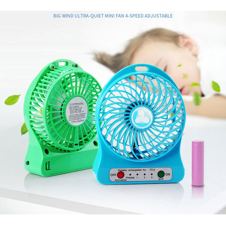 Quạt tích điện mini cầm tay 3 chế độ gió kèm dây sạc usb | BigBuy360 - bigbuy360.vn