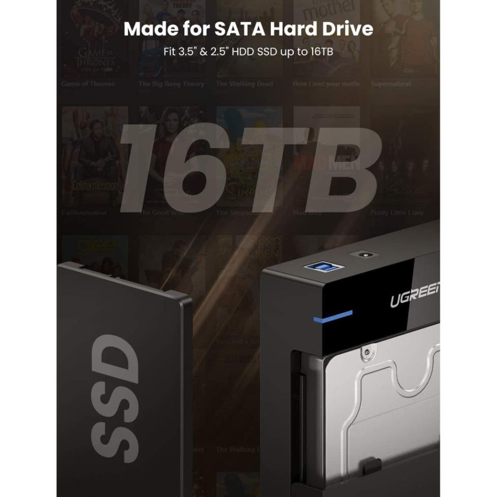 UGREEN 50422 - HDD Box 3.5-2.5 inch Sata/USB 3.0 hỗ trợ 10TB ✔HÀNG CHÍNH HÃNG ✔