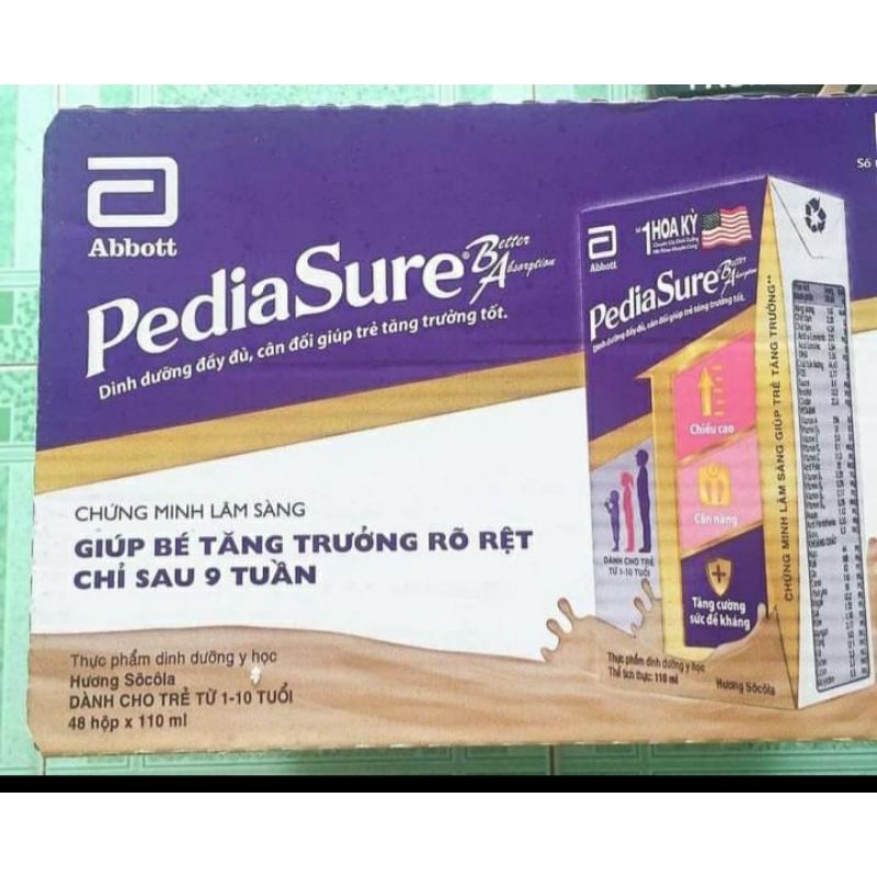 Thùng sữa pediasure 110ml vị socola date 05.11.2022