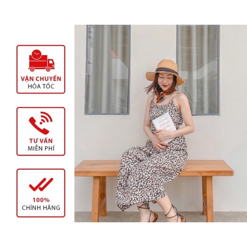 Maxi Hoa Nhí Đẹp, Maxi Cúc Họa Mi ELILUCY May Ly Ngực Buộc Dây Có Thể Thay Đổi Cực Đẹp FREESIZE