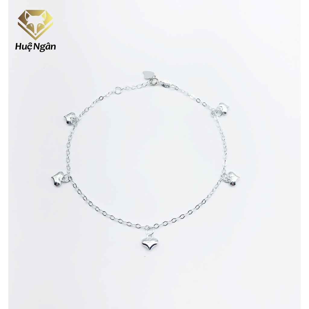 [Mã LT50 giảm 50k đơn 250k] Lắc chân bạc Ý 925 Huệ Ngân - Tim phồng xinh xắn JL003