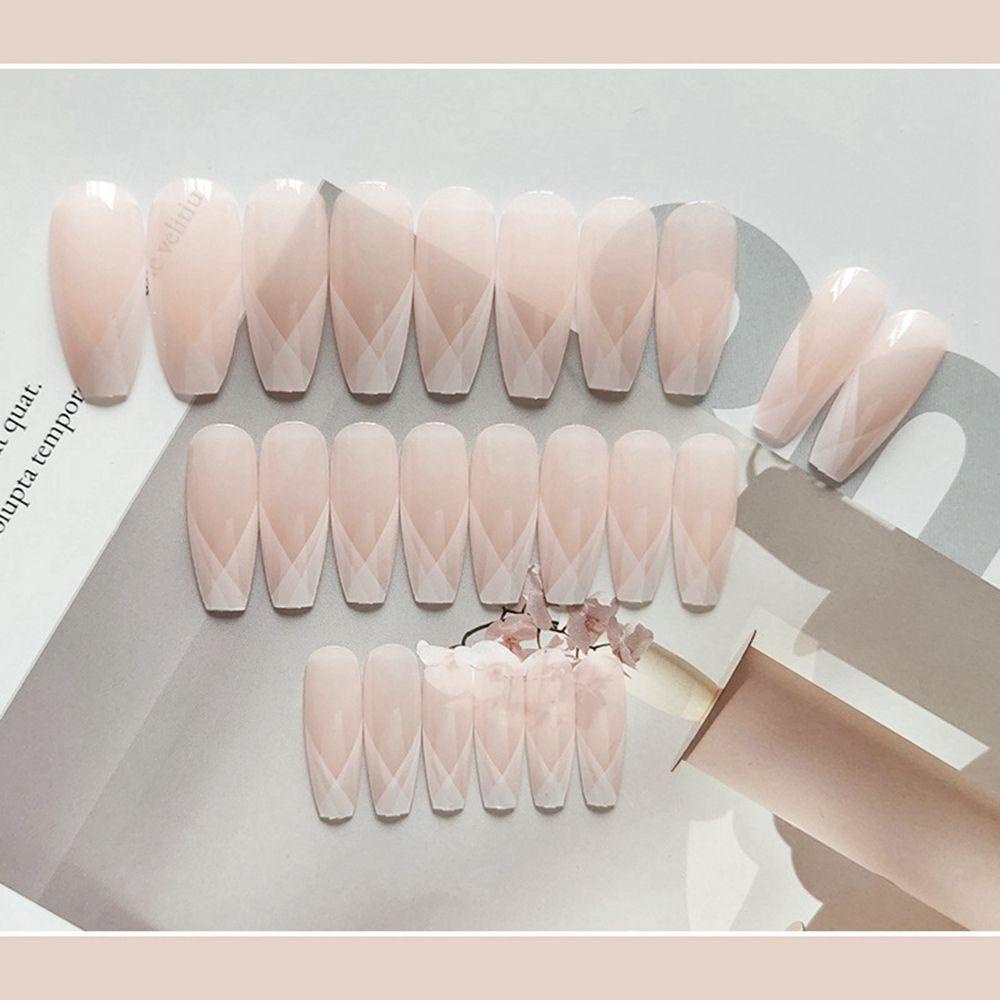 Bộ 24 Móng Tay Giả Ballerina Che Phủ Toàn Diện Kiểu Pháp