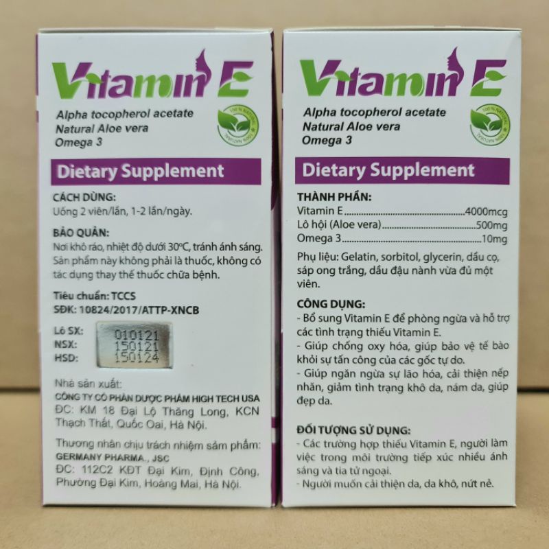 Viên Uống Vitamin E Hoa Cúc Hộp 100 viên