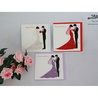 Thiệp giấy quilling handmade chúc mừng đám cưới TAN