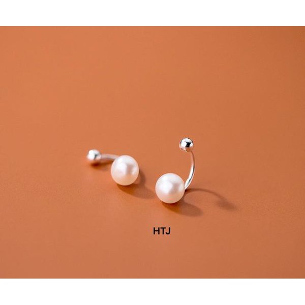 Khuyên bạc gắn hạt trai nhân tạo / Bông tai bạc nữ nhỏ xinh/ Nụ bạc bibi silver