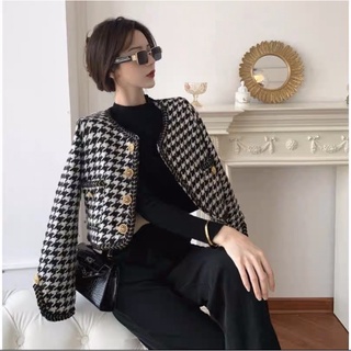 Áo khoác ngoài chất vải Tweed dáng cứng cực xinh