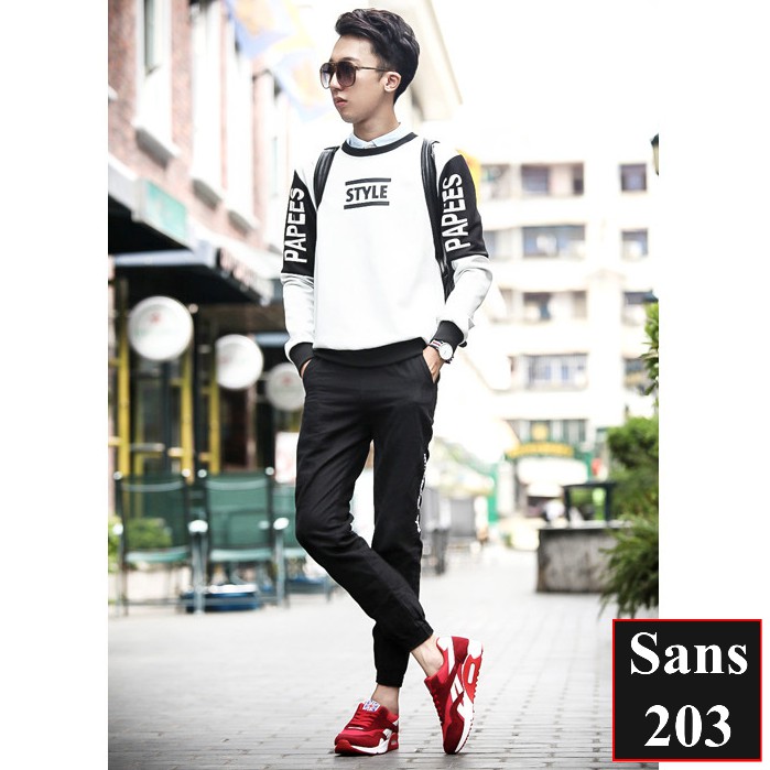 Giày thể thao sneaker nam Sans203 màu đen xanh đỏ