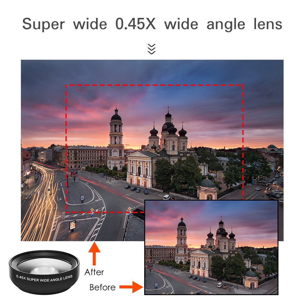 Ống kính macro góc siêu rộng +12.5X 37MM 0.45X 49UV kẹp máy ảnh điện thoại