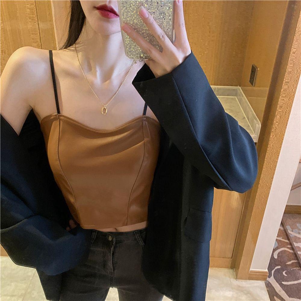 Áo Bra Da PU Có MúT Nâng NgựC Cổ Chữ V QuyếN Rũ Cho Nữ