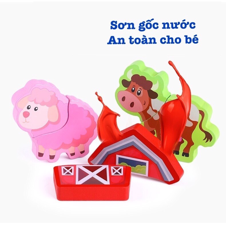 Đồ chơi thông minh, bảng ghép hình logic theo chủ đề, đồ chơi gỗ phát triển trí tuệ cho bé từ 1-3 tuổi -Top Trend