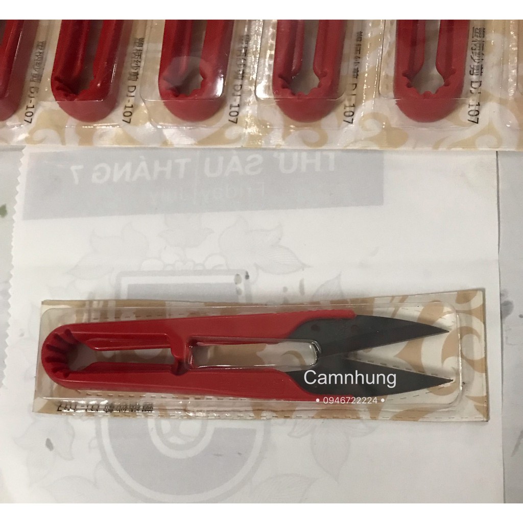 KÉO BẤM CHỈ TAY CẦM NHỰA ĐỎ