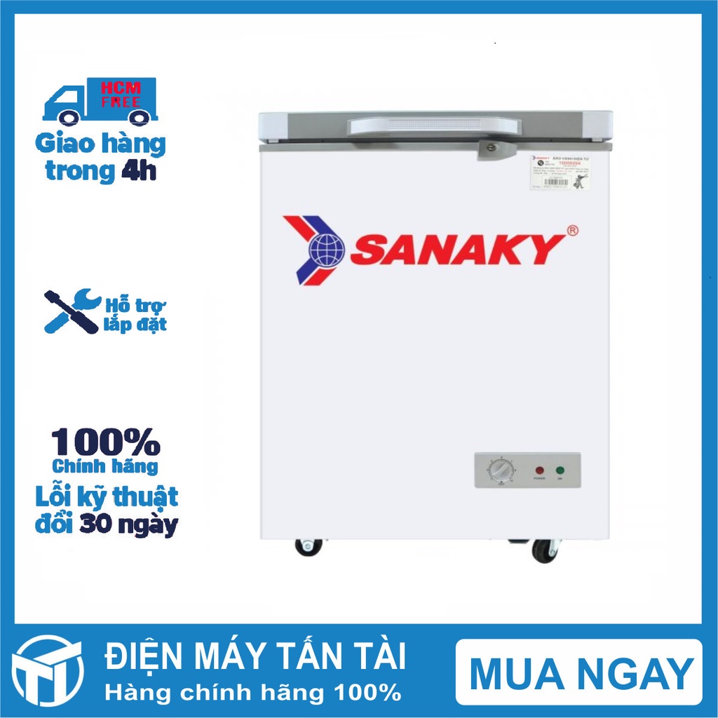 Tủ đông mini SANAKY 100 lít VH-1599HYK - 1 NGĂN 1 ĐÔNG, MẶT KÍNH CƯỜNG LỰC, MIỄN PHÍ GIAO HÀNG HCM.