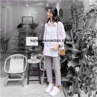 ÁO SƠ MI DÀI TAY BASIC - SƠ MI SUÔNG TRẮNG NAM NỮ UNISEX