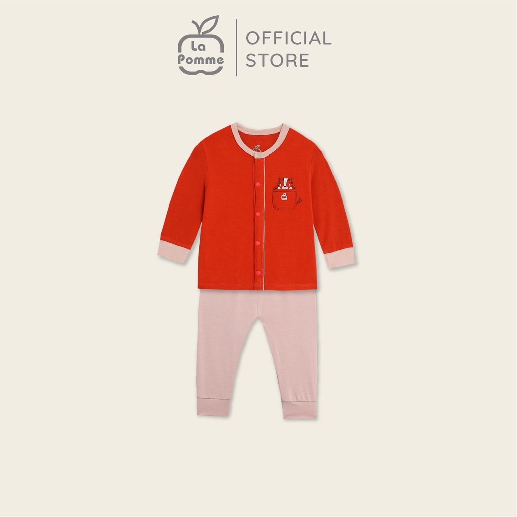 Lapomme sơ sinh La Pomme Bộ đồ dài tay cúc giữa,cúc lệch, body Tiger Cub (CTV)