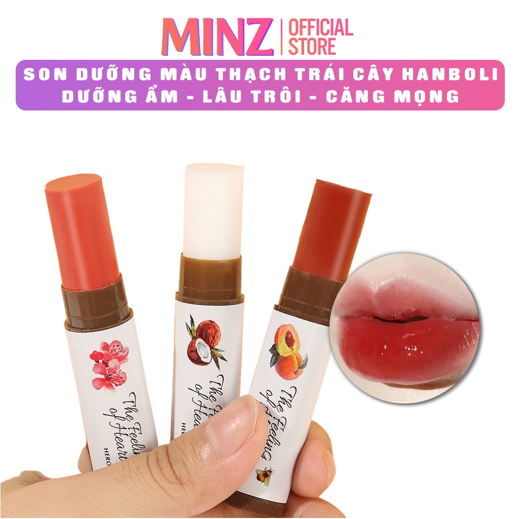 Son dưỡng có màu HANBOLI dạng thạch trái cây vaseline màu tiệp da MINZ