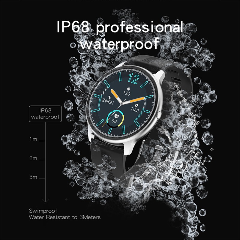 Đồng hồ thông minh Lykry LW11 màn hình tròn siêu mỏng 1.28" IP68 chống thấm nước đo nhịp tim/huyết áp/chế độ tập thể dục