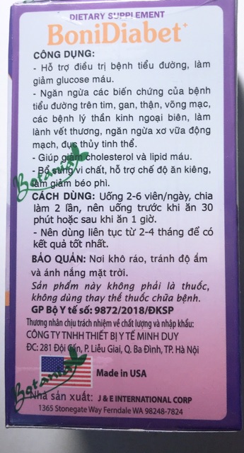 ✅( CHÍNH HÃNG) BoniDiabet-Hỗ Trợ Điều Trị Bệnh Tiểu Đường (Mua 5 tặng 1 lọ 30 viên bằng tem tích điểm của BoniDiabet.