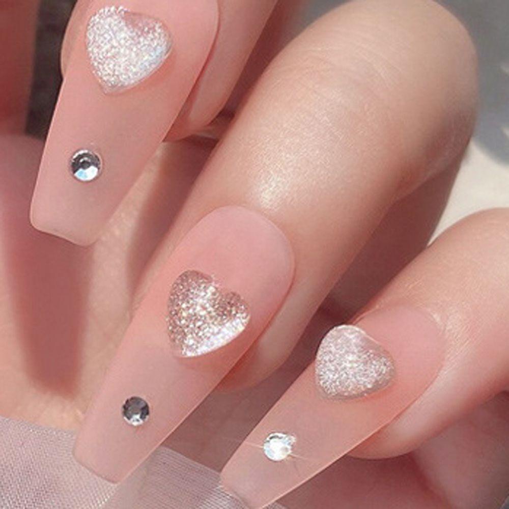 Phụ Kiện Trang Trí Móng Nghệ Thuật Hình Trái Tim Nhiều Màu Sắc Lấp Lánh