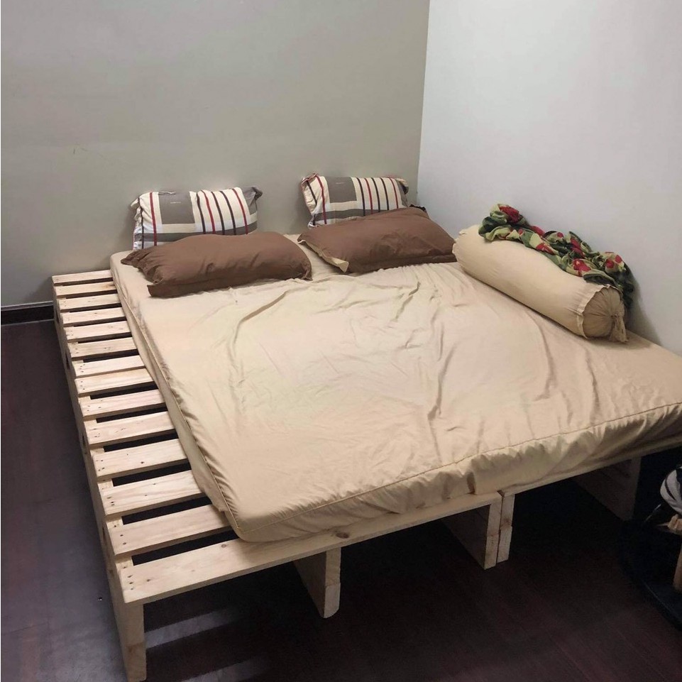 Giường Pallet Gỗ Thông Giá Xưởng 1m2 - 2m