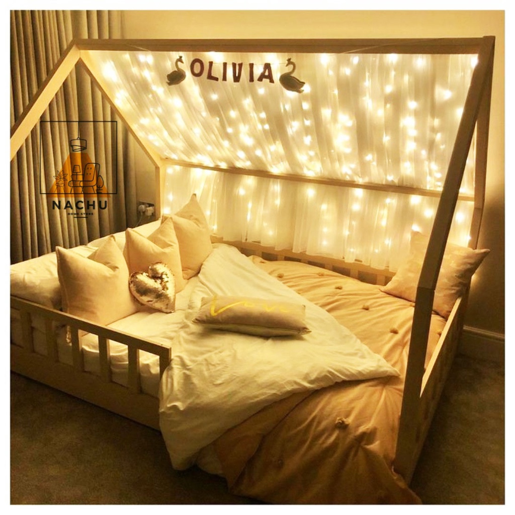 Giường ngôi nhà gỗ thông | Giường Pallet hình ngôi nhà cho bé cưng | Tổng Kho Nội Thất Nachu Home Store