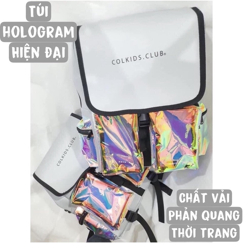 Balo Colkids Hologram Backpack 2810 Clothes Shop Balo Đi Học Colkids Phản Quang Ulzzang Unisex