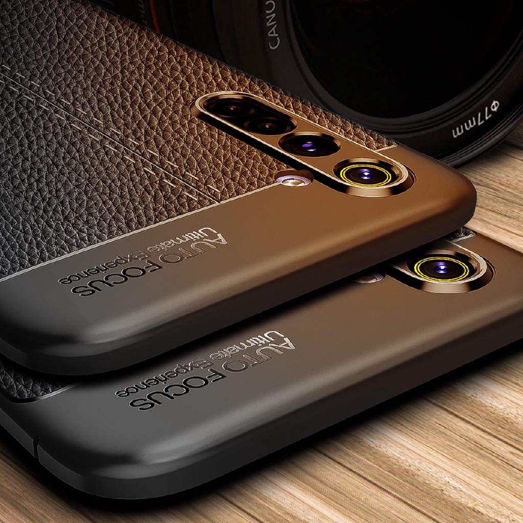 Ốp điện thoại silicon dẻo bề mặt giả da sang trọng Oppo Realme 6