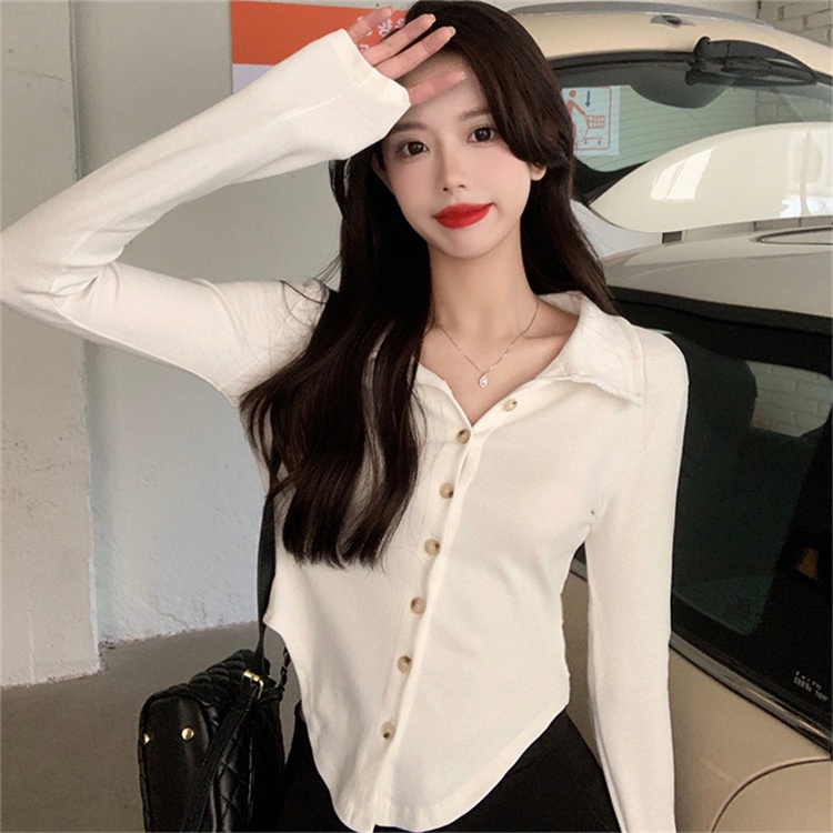 Áo Sơ Mi Nữ Dài Tay Cổ Bẻ Phong Cách Hàn Quốc