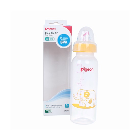 Bình sữa Pigeon tiêu chuẩn 240ml màu ngẫu nhiên