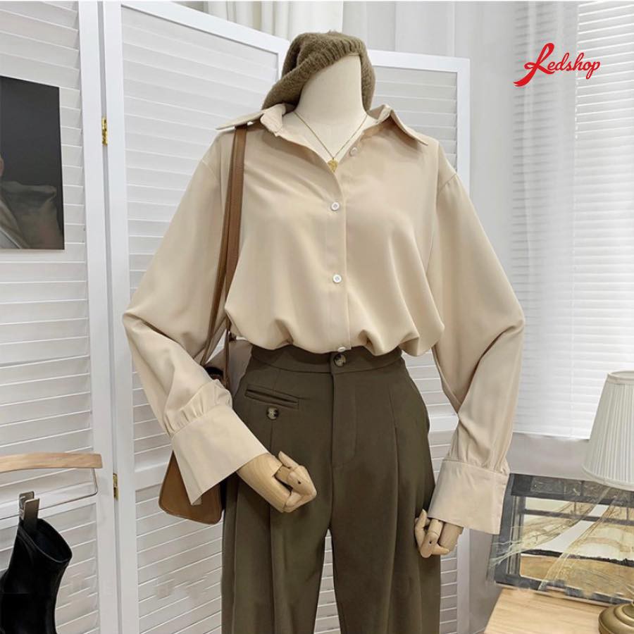 Áo Sơ Mi Nữ Basic Dáng Rộng Chất Tằm Mịn Tay Dài Nhiều Màu Kiểu Dáng Hàn Quốc Có BigSize REDSHOP | BigBuy360 - bigbuy360.vn