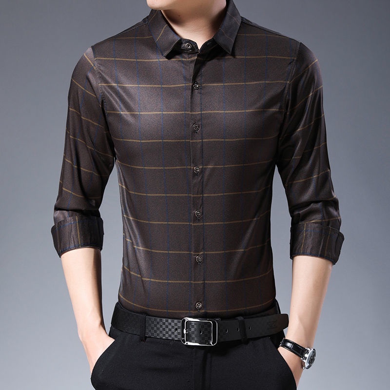 Áo Sơ Mi Nam Tay Dài Họa Tiết Caro Thời Trang