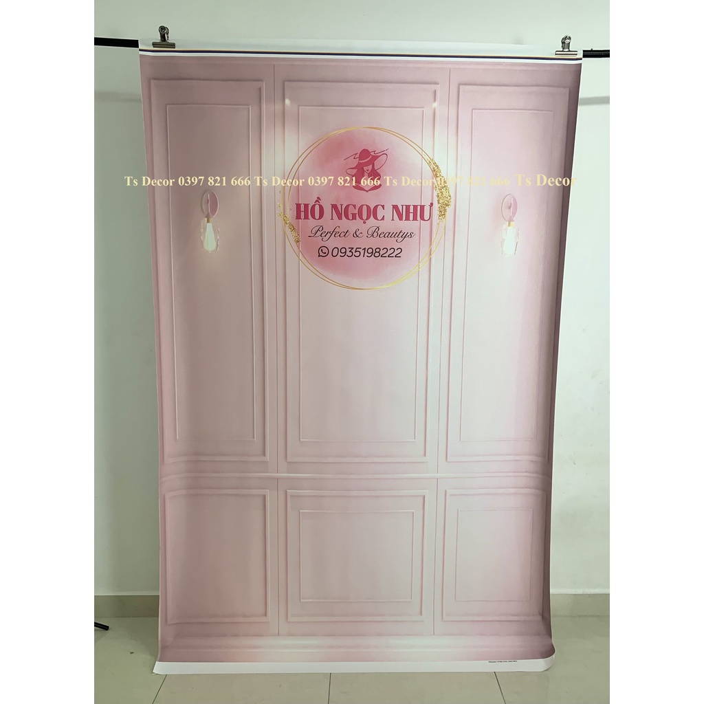 Phông Nền Livestream Màu Hồng 3D 5D-Miễn Phí Chèn Logo