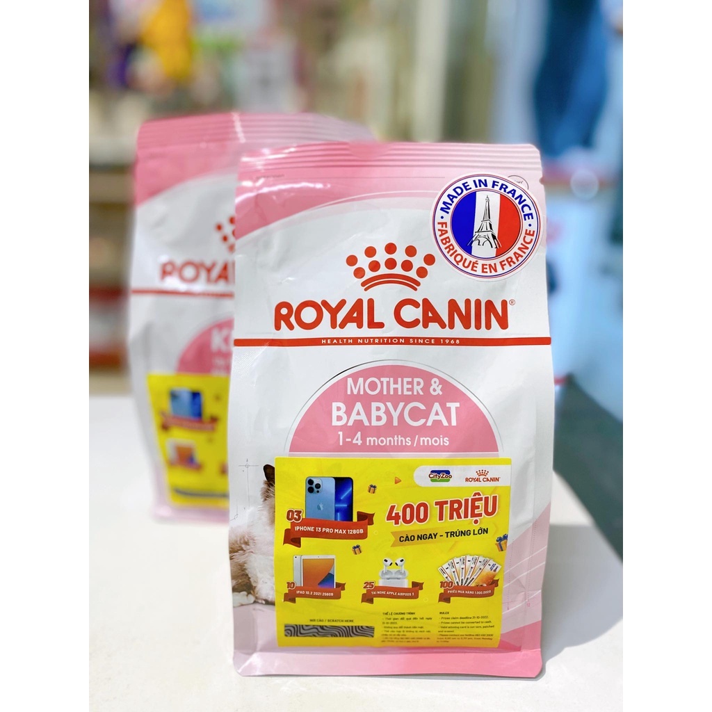 Thức ăn hạt cho mèo sơ sinh và mèo nẹ Royal Canin Mother & Baby Cat 34 túi 400Gr