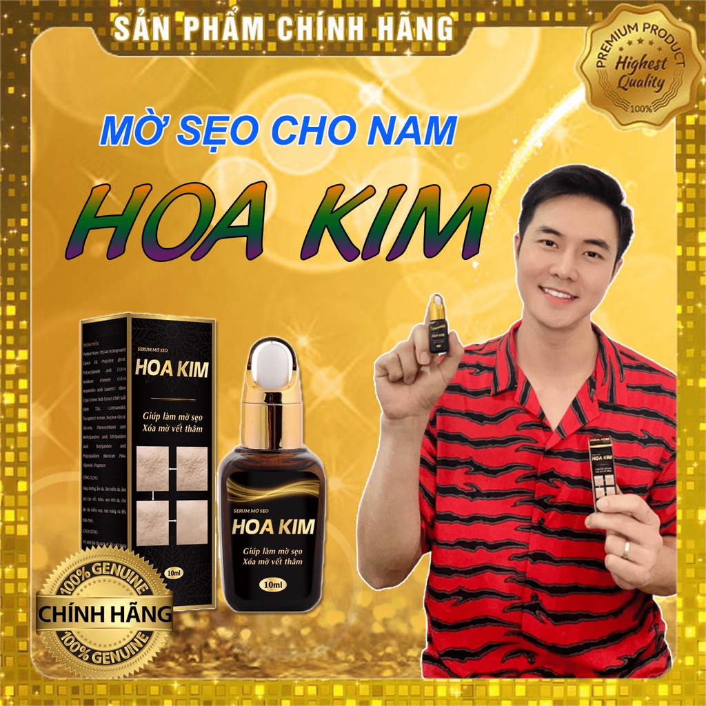 Mờ Sẹo HOA KIM ❤️️Hỗ trợ làm Mờ Sẹo Rỗ, Sẹo Lồi, Sẹo Lõm, Sẹo Phẫu Thuật, Phẳng Da Mặt (Lọ 10ml)