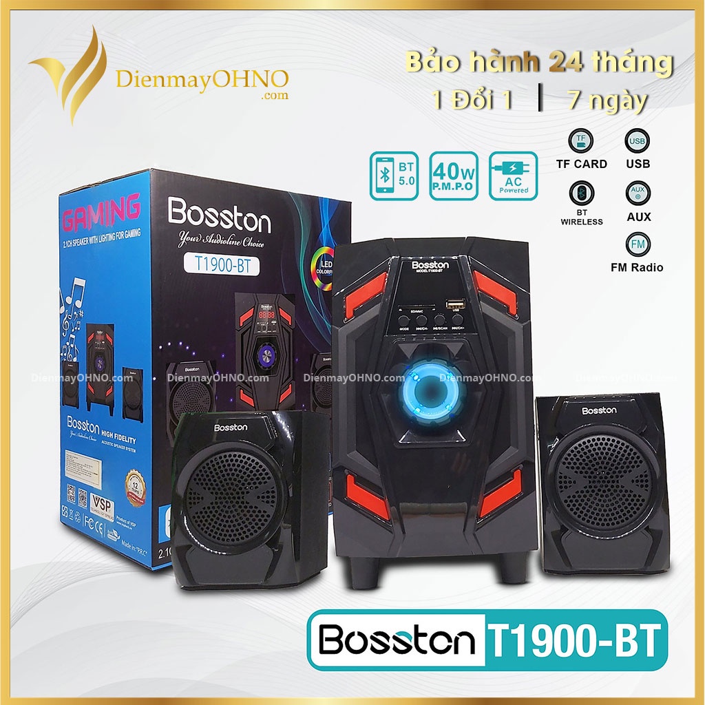 Loa Vi Tính Bluetooth BOSSTON T1900 Chính Hãng Loa Laptop Máy Vi Tính Để Bàn PC Bluetooth Đèn LED RGB - Điện Máy OHNO