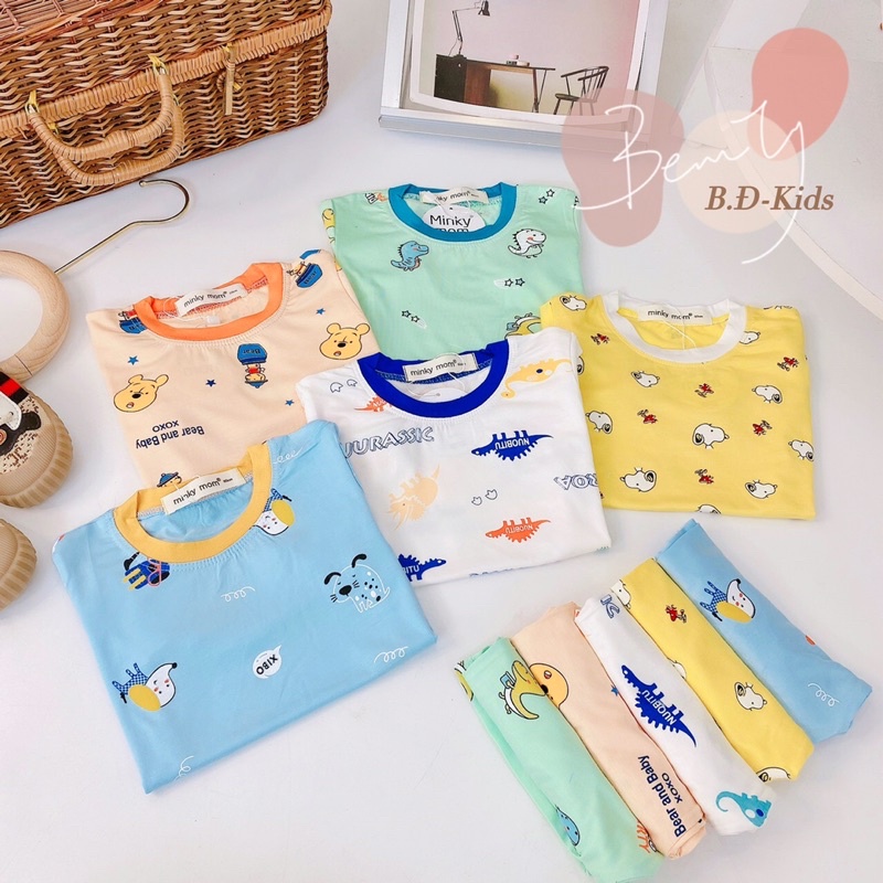 (7-28kg) Bộ Thun lạnh Minky Mom cao cấp ❤️ freeship ❤️ đồ bộ cho bé trai bé gái in khủng long gấu snoopy