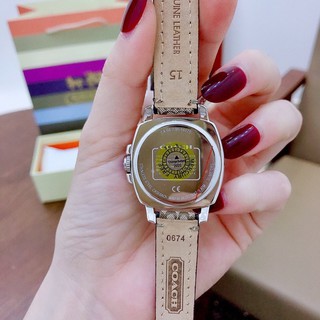 Đồng Hồ Coach Nữ Dây Da 35mm Mặt Đính Đá Authentic - Bạc