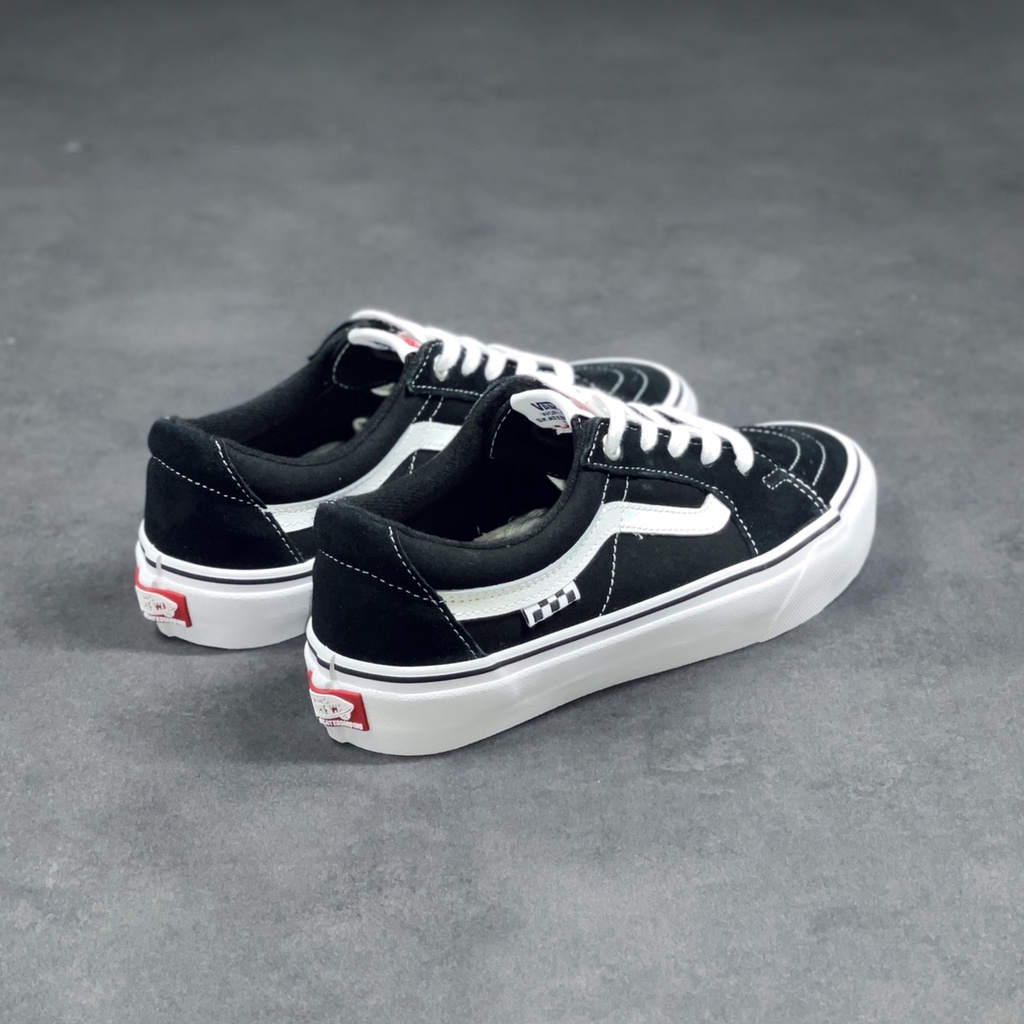Giày Thể Thao Vans SK8-Llow PRO Vải canvas Phối Màu Đen Trắng Phong Cách Cổ Điển